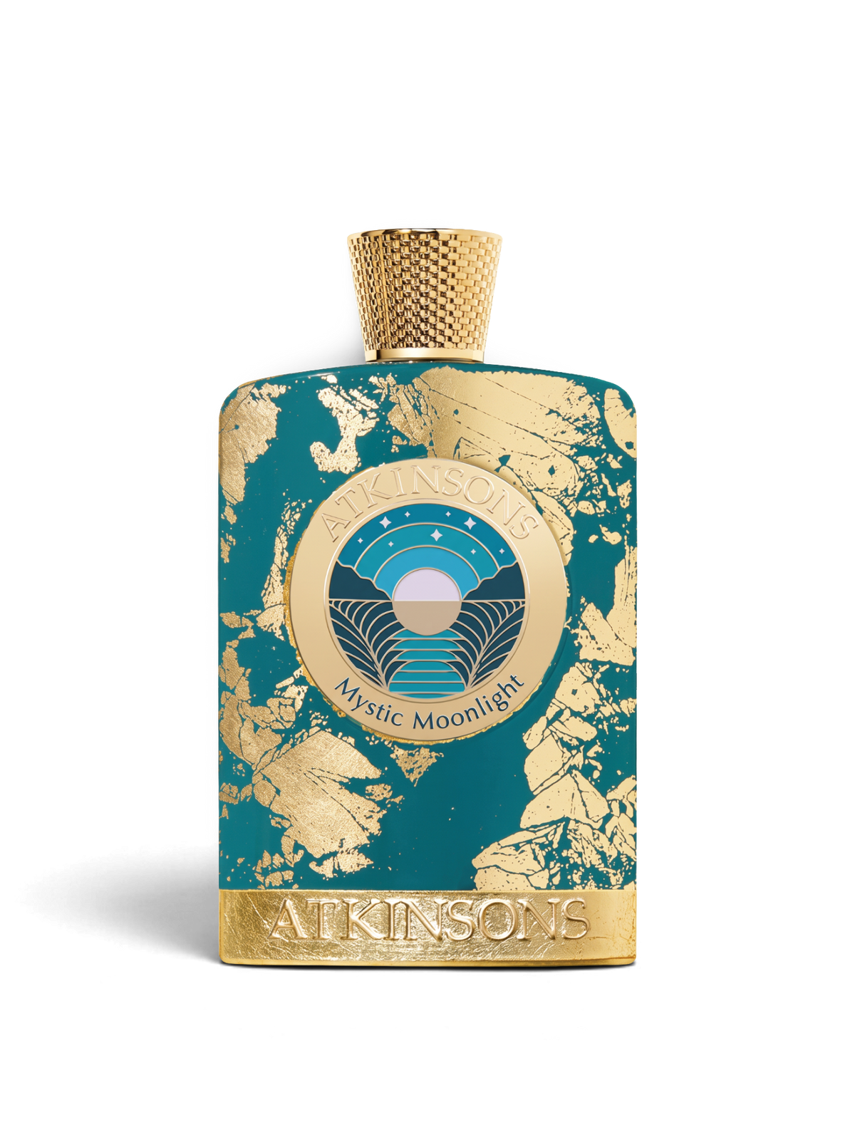 euaden Atkinsons Mystic Moonlight 100 ml unisex parfüm, altın varak detaylı zümrüt yeşili şişe tasarımı ile.
