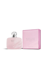 euaden Estée Lauder Beautiful Magnolia Fleur kadın parfümü, pembe şişesi ve uyumlu kutusu ile zarif çiçeksi koku