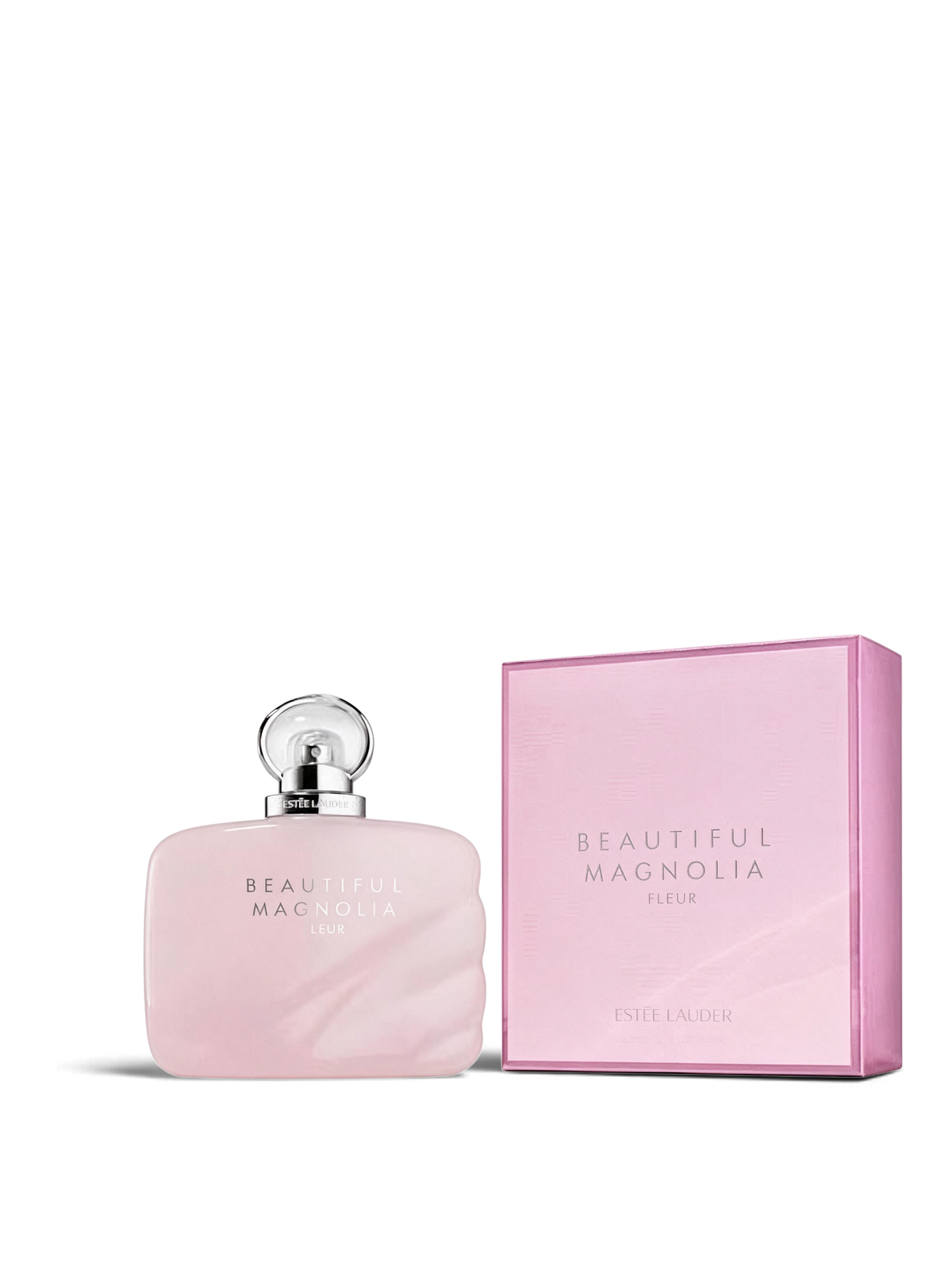 euaden Estée Lauder Beautiful Magnolia Fleur kadın parfümü, pembe şişesi ve uyumlu kutusu ile zarif çiçeksi koku