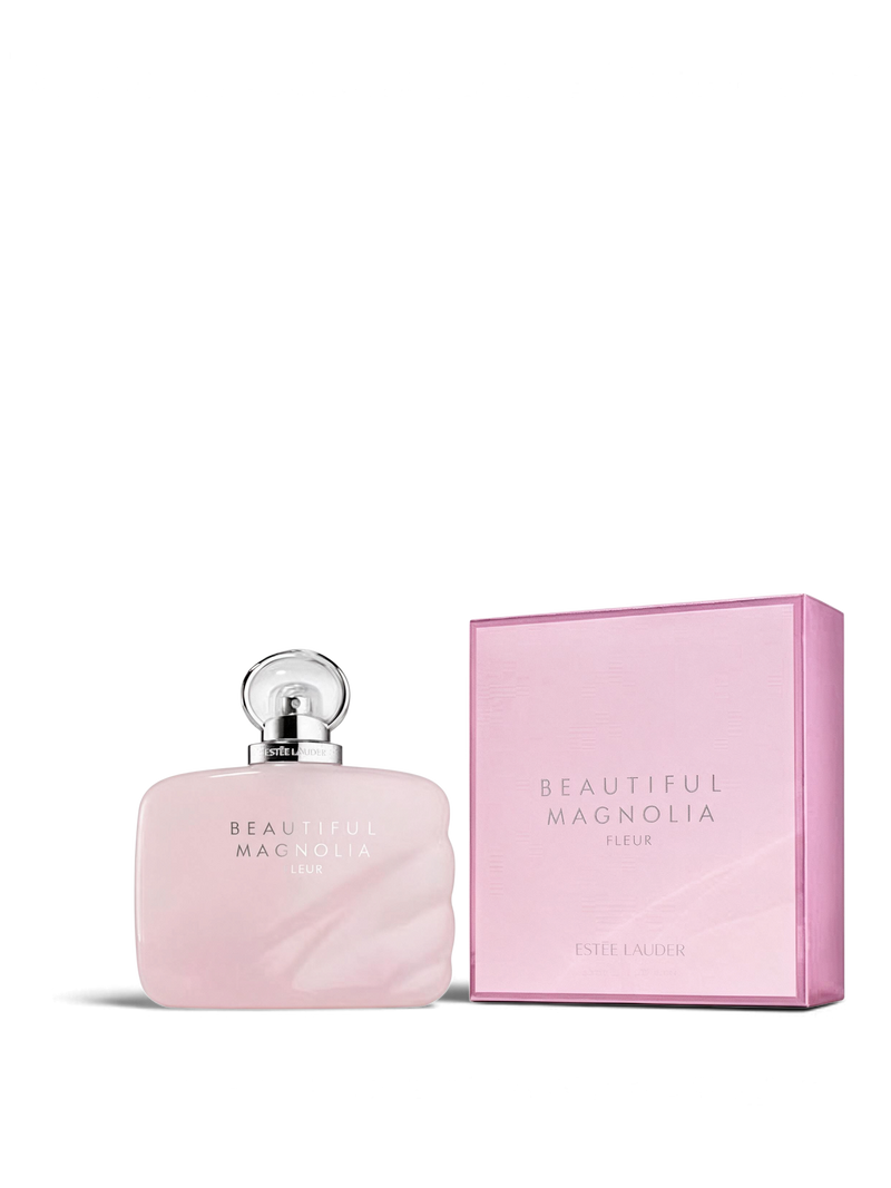 euaden Estée Lauder Beautiful Magnolia Fleur kadın parfümü, pembe şişesi ve uyumlu kutusu ile zarif çiçeksi koku