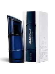 euaden Kenzo Pour Homme EDP erkek parfümü, bambu tasarımlı lacivert cam şişesi ve beyaz kutusu ile