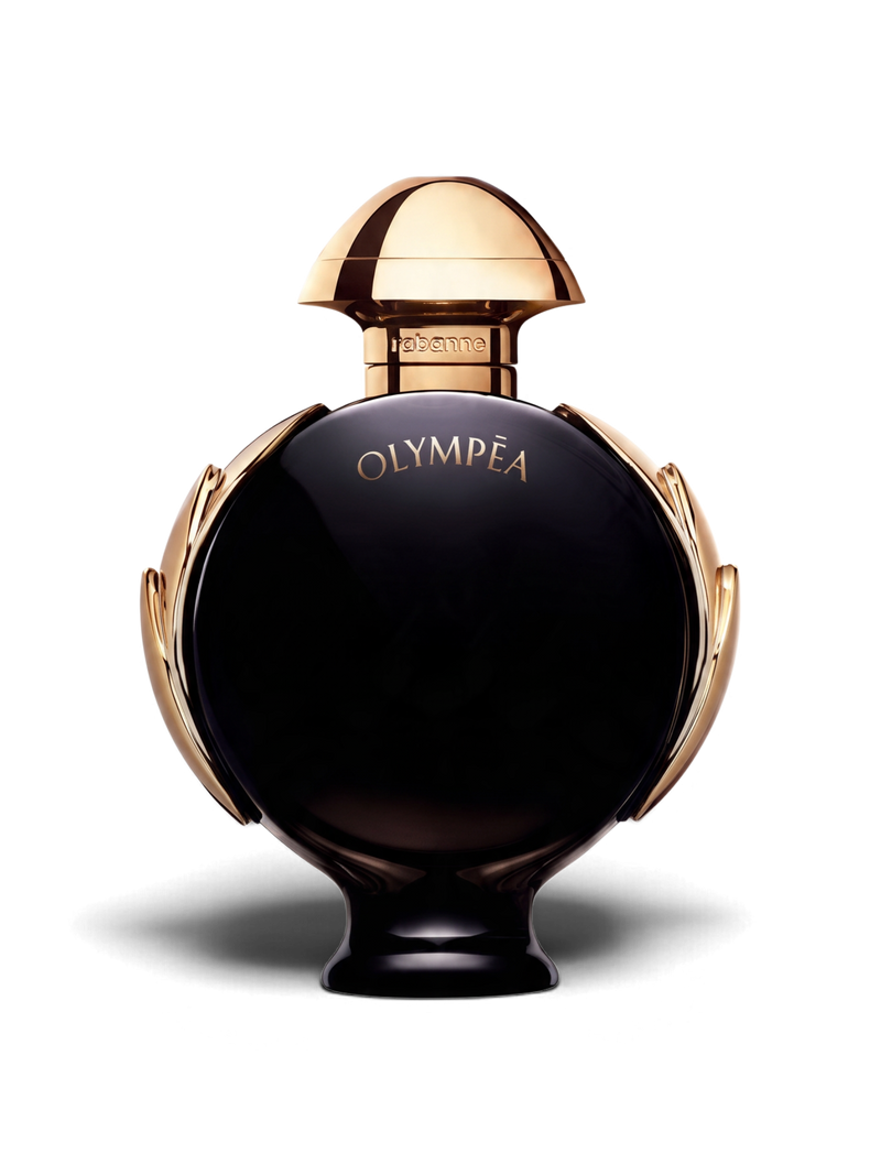 Euaden Paco Rabanne Olympea Parfum, altın detaylı kapaklı, şık ve gizemli siyah cam şişede kadın parfümü