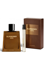 euaden Burberry Hero erkek parfüm hediye seti, 100ml EDP şişe, 10ml seyahat boyu ve şık kahverengi kutusu ile