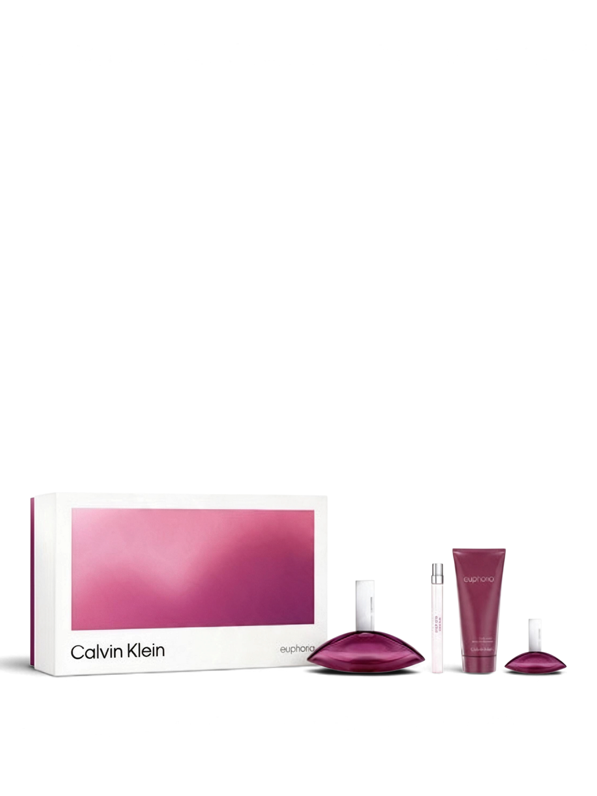euaden Calvin Klein Euphoria kadın parfüm hediye seti, 100ml EDP, vücut losyonu ve seyahat boyu parfümler içerir.