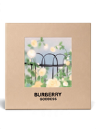 euaden Burberry Goddess hediye seti, bej renkli şık kutu tasarımı ve çiçekli görsel detaylarıyla zarif bir sunum.