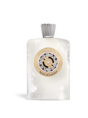 euaden Atkinsons Spice of London unisex parfum intense, beyaz cam şişeli, gümüş kapaklı ve altın detaylı lüks parfüm