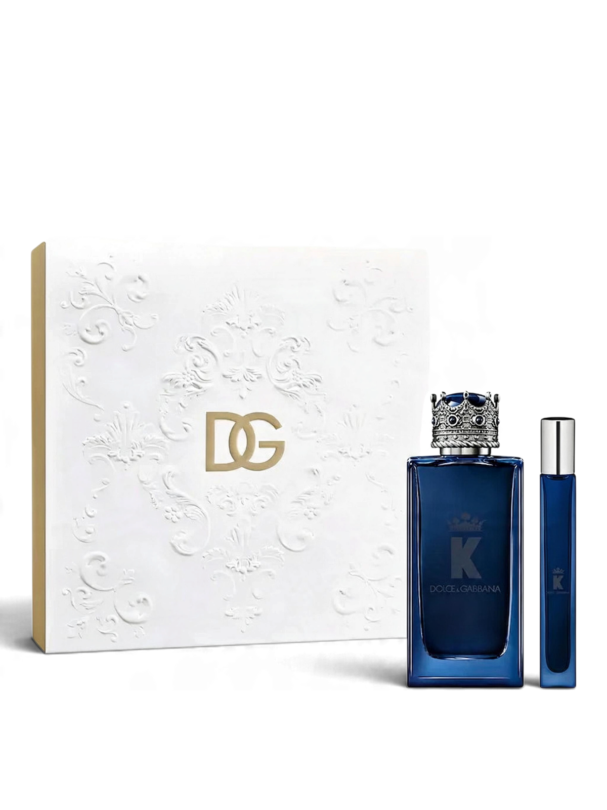 euaden Dolce & Gabbana K EDP Intense erkek parfüm hediye seti, 100ml şişe ve 10ml seyahat boyu parfüm içerir.