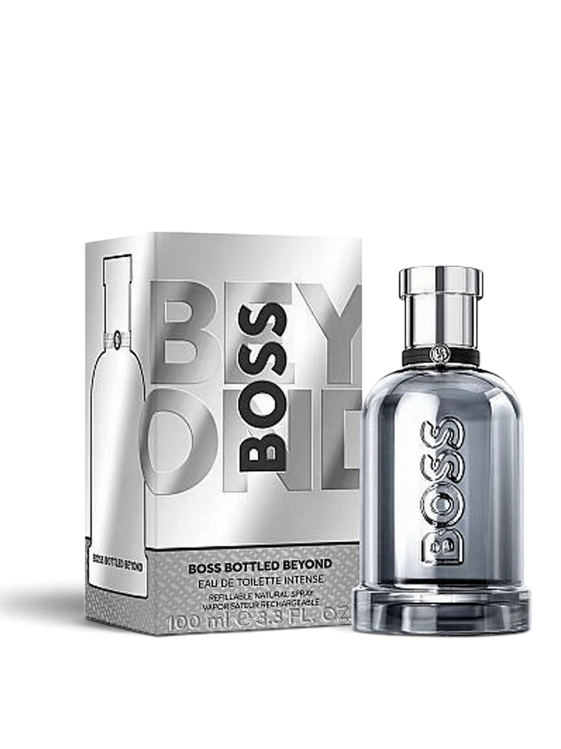 euaden Hugo Boss Boss Bottled Beyond EDT Intense 100 ml erkek parfümü ve gümüş renkli şık kutusu