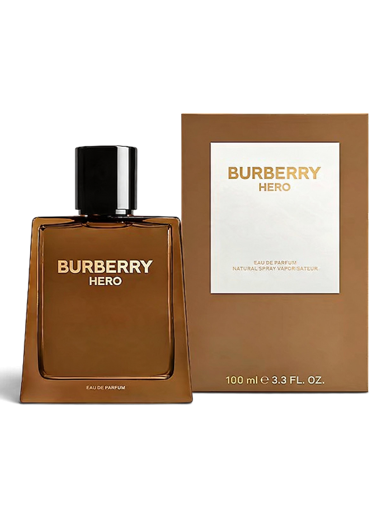 Euaden Burberry Hero EDP erkek parfümü, şık kahverengi cam şişesi ve uyumlu kutusu ile modern maskülen bir tasarım.