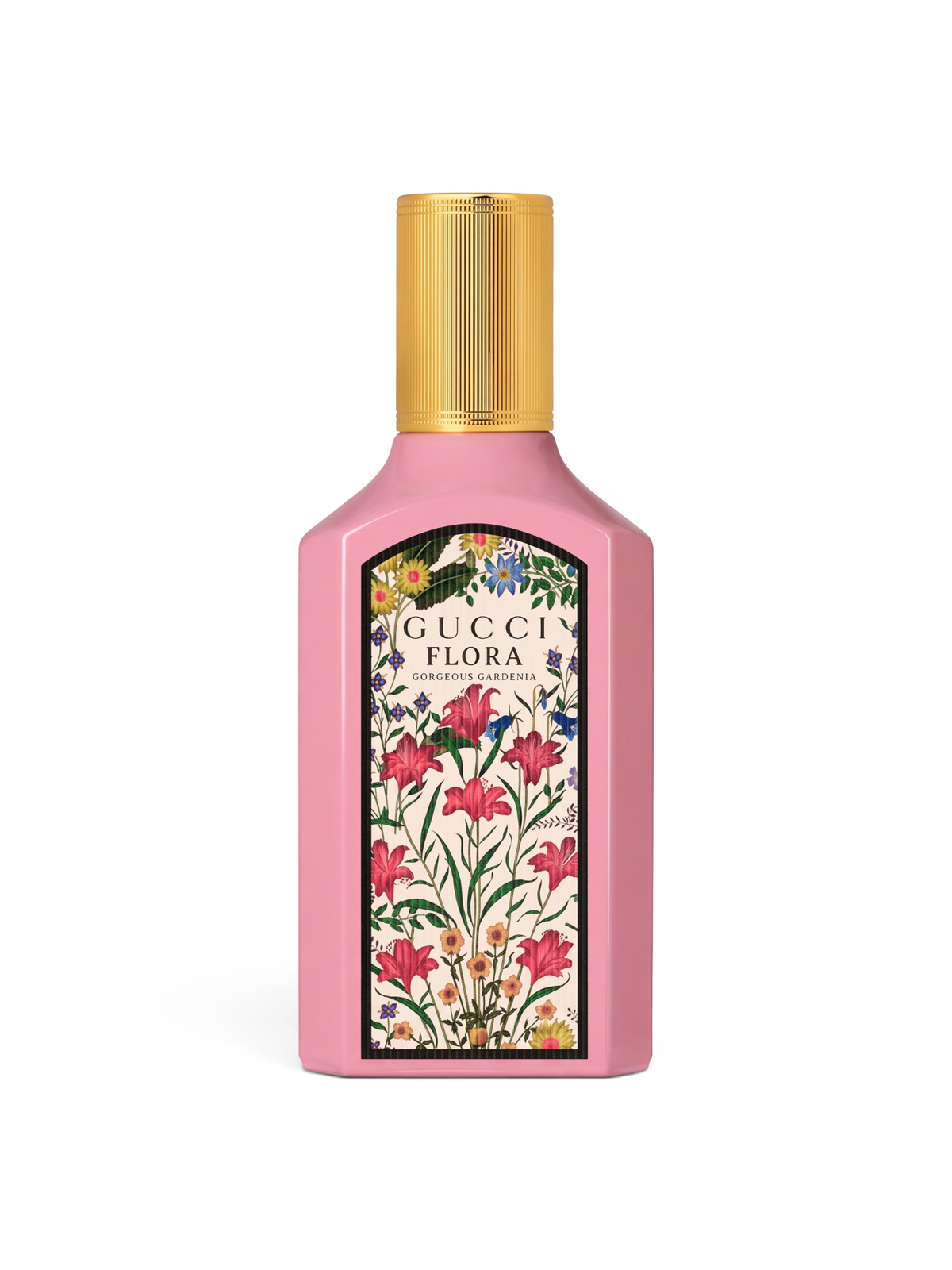euaden tarafından sunulan, pembe şişeli ve çiçek desenli Gucci Flora Gorgeous Gardenia kadın parfümü