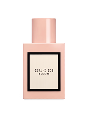 euaden Gucci Bloom kadın parfümü, pudra pembesi şişesi ve zarif beyaz etiket tasarımıyla 100 ml EDP
