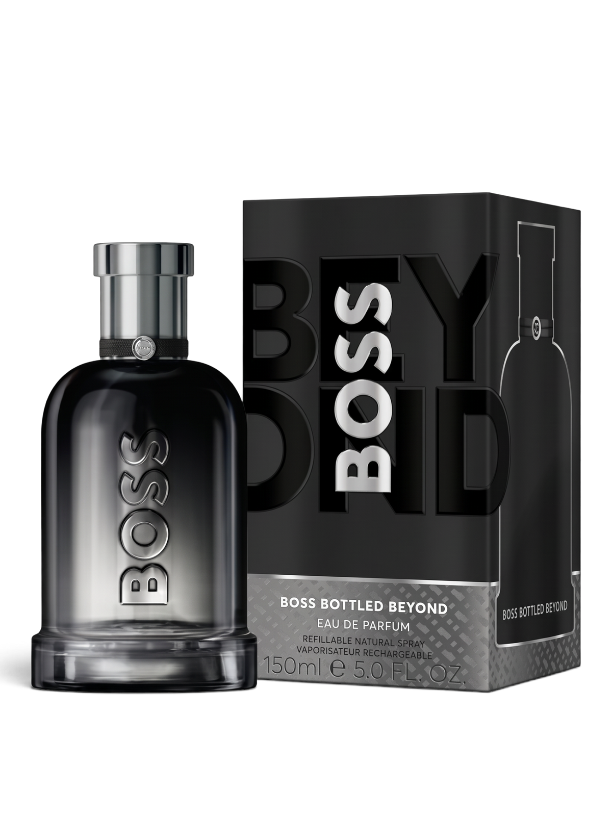 euaden HUGO BOSS Boss Bottled Beyond 150 ml erkek parfümü, şık siyah cam şişesi ve özel kutusu ile