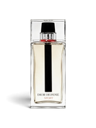 Euaden tarafından sunulan, şeffaf cam şişeli ve siyah kapaklı Dior Homme Sport erkek parfümü 125 ml