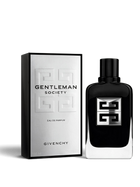 euaden Givenchy Gentleman Society 100 ml erkek parfümü, şık siyah şişesi ve gümüş detaylı kutusuyla