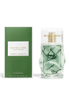 euaden tarafından sunulan, yeşil tonlu cam şişesi ve kutusuyla Michael Kors Pour Homme Green Infinity erkek parfümü