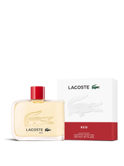 euaden Lacoste Red erkek parfümü, şık cam şişesi ve beyaz kırmızı kutusu ile dinamik ve maskülen bir koku seçeneği.