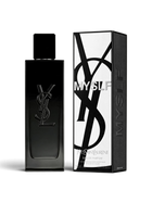 euaden Yves Saint Laurent MYSLF 100 ml erkek parfümü, şık siyah şişesi ve ikonik logolu beyaz kutusu ile
