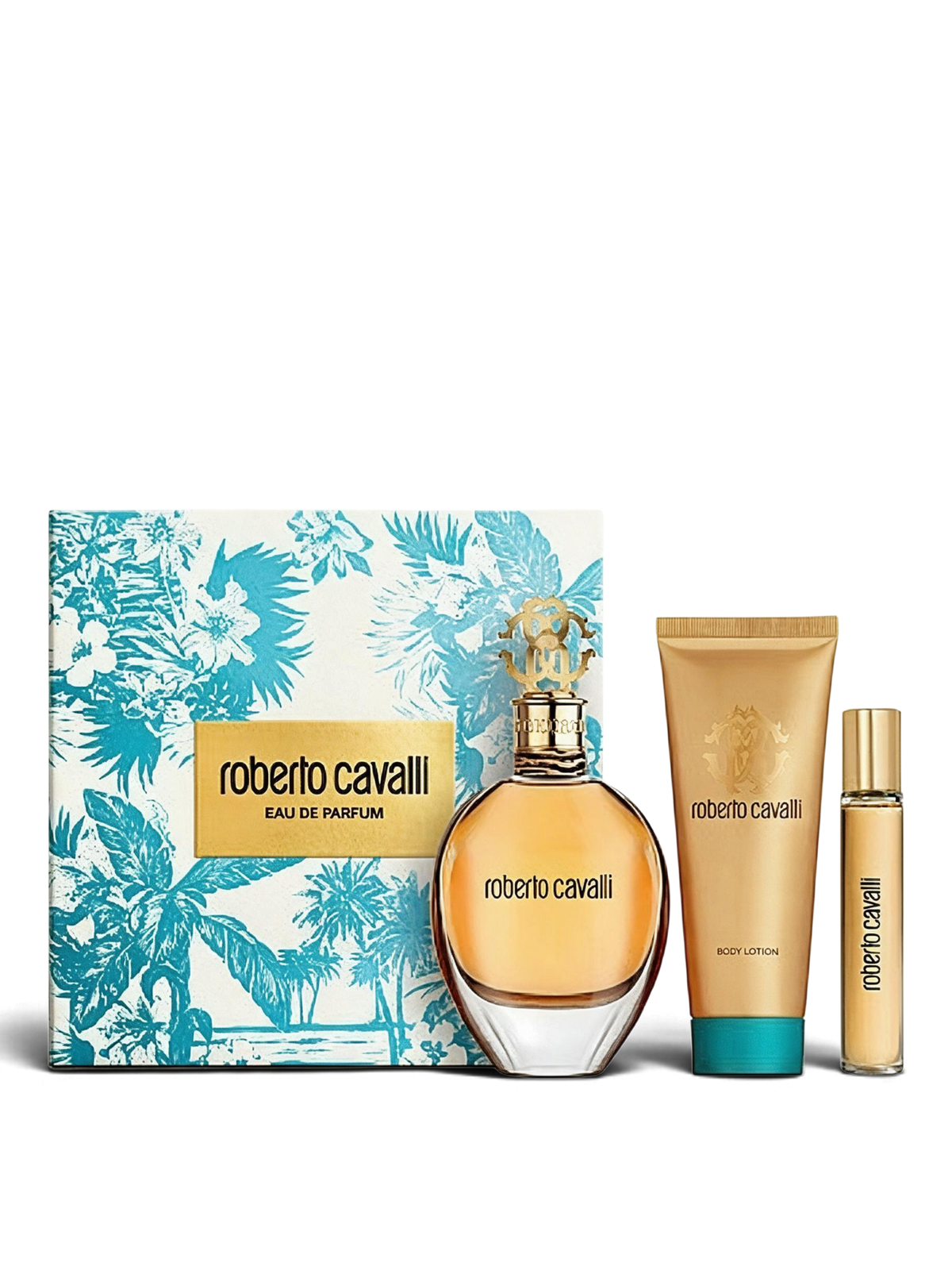 euaden Roberto Cavalli Signature kadın parfüm seti, 75ml EDP, 100ml vücut losyonu ve 15ml seyahat boyu parfüm içerir.