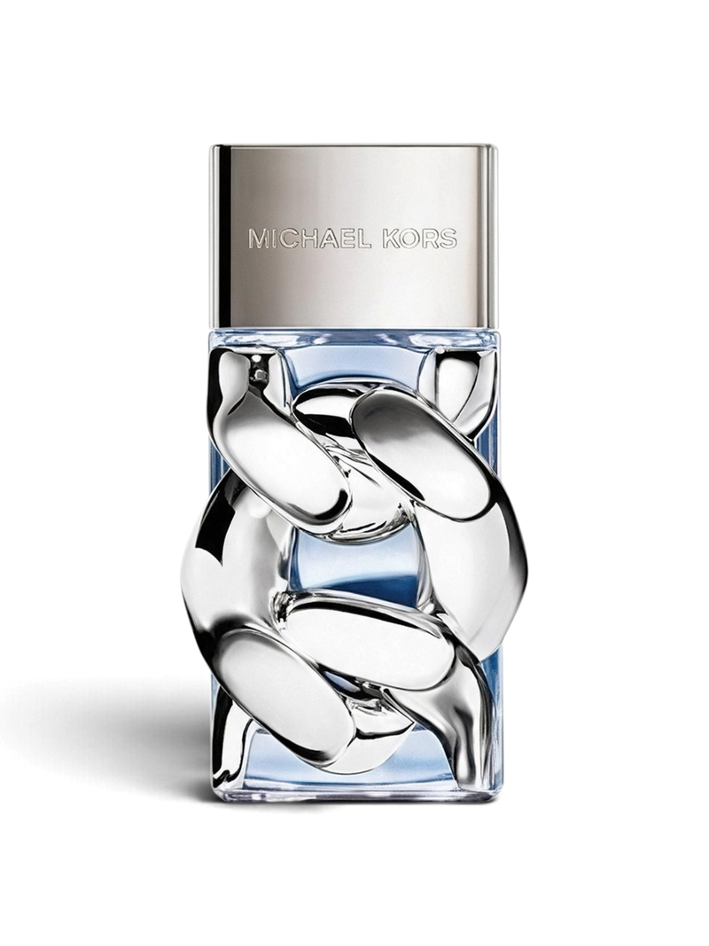 euaden Michael Kors Pour Homme erkek parfümü, gümüş zincir detaylı şık cam şişe tasarımıyla 100 ml EDP