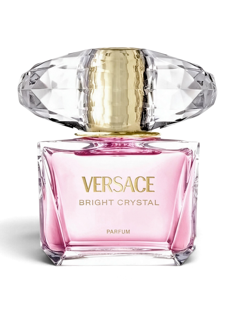 euaden Versace Bright Crystal Parfum 90 ml pembe cam şişeli, büyük kristal kapaklı lüks kadın parfümü