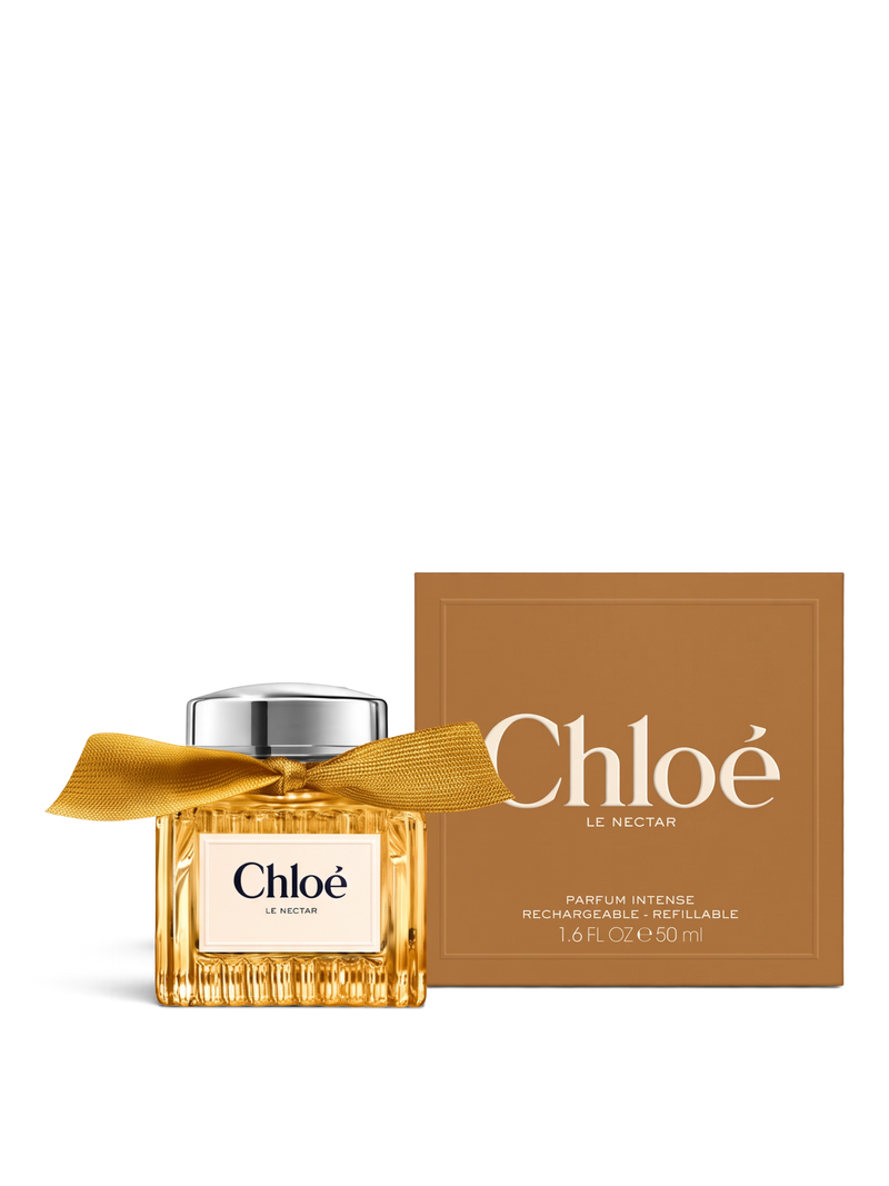 euaden tarafından sunulan, altın kurdeleli ve zarif cam şişeli CHLOE Le Nectar Parfum Intense kadın parfümü