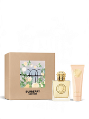 euaden Burberry Goddess hediye seti, 50ml parfüm şişesi, 75ml vücut losyonu ve şık kutusu ile birlikte.