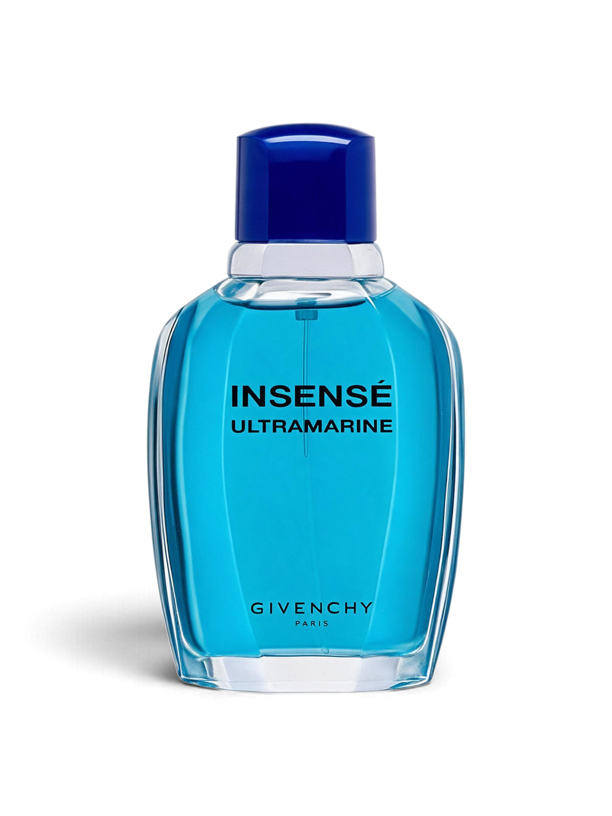 euaden Givenchy Insensé Ultramarine erkek parfümü, şeffaf cam şişede canlı mavi renkli ferahlatıcı koku