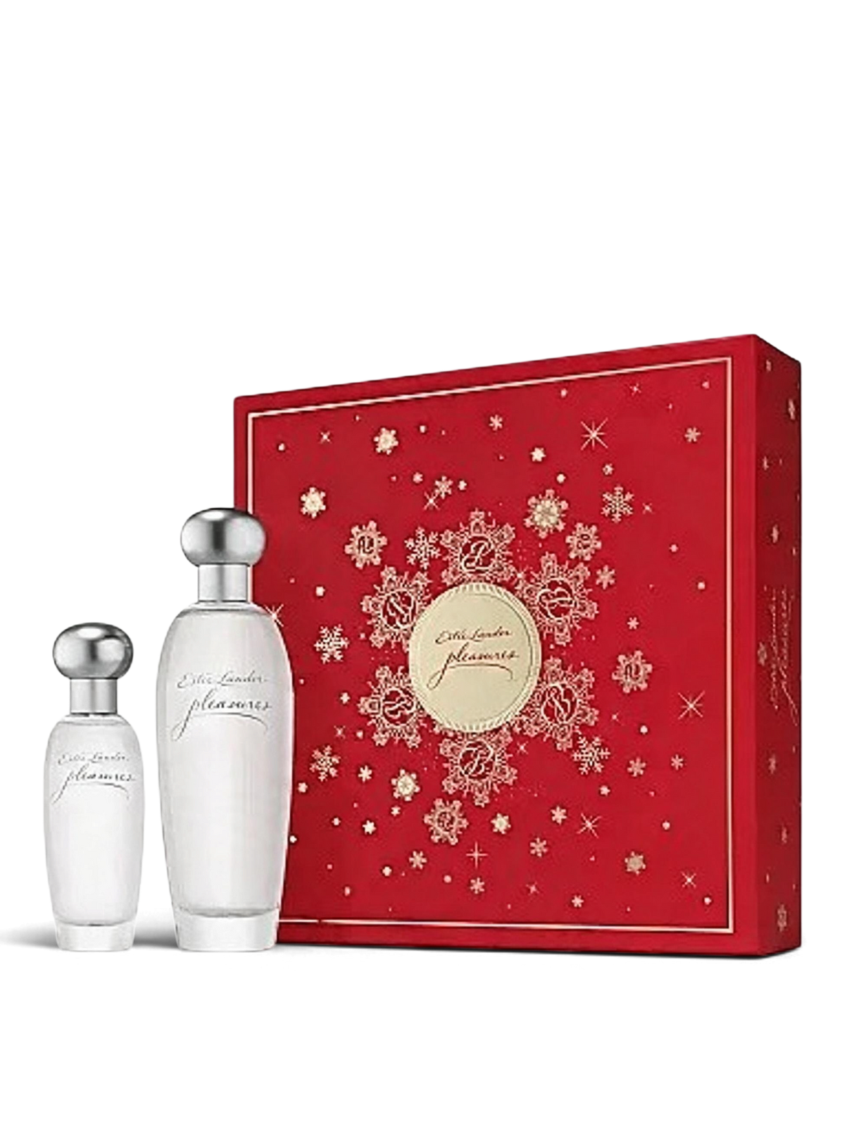 euaden Estee Lauder Pleasures kadın parfüm hediye seti, 100ml ve 30ml şişeler ile kırmızı yılbaşı kutusu