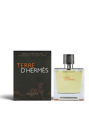 euaden Hermès Terre d'Hermès Pure Parfum 75 ml erkek parfümü, şık cam şişesi ve orijinal kutusu ile birlikte.