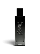 euaden Yves Saint Laurent MYSLF erkek parfümü, siyah şık cam şişesi ve ikonik YSL logosu ile 100 ml EDP