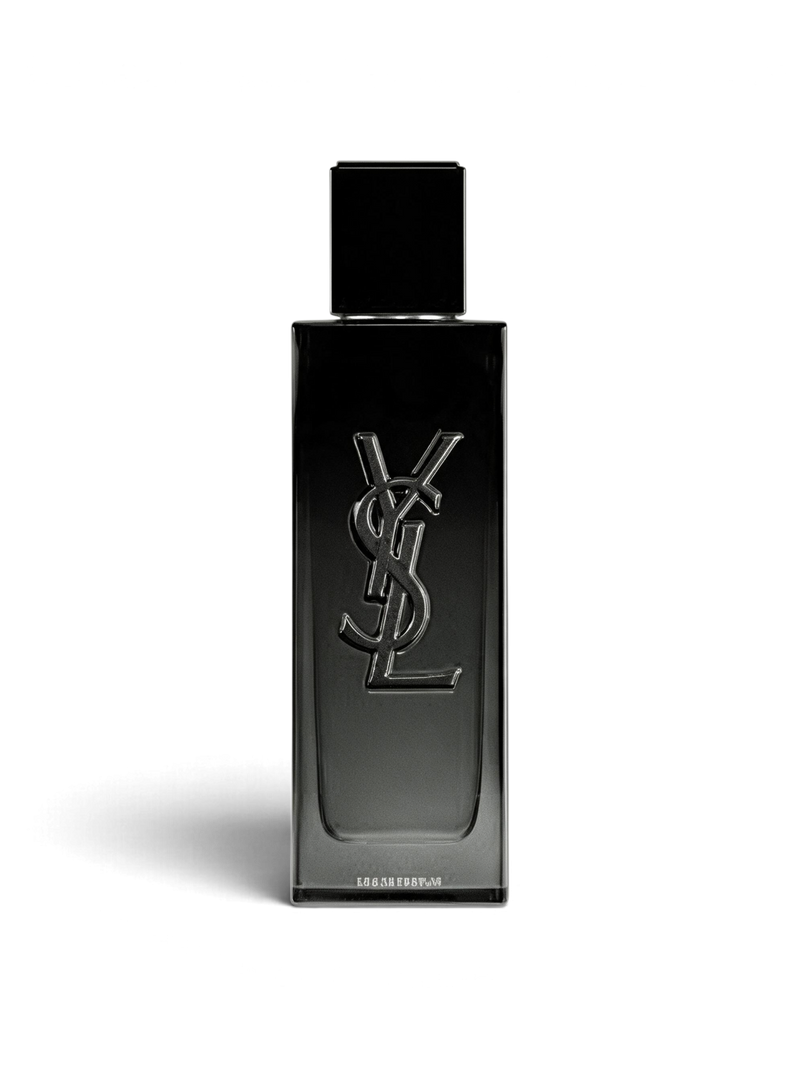 euaden Yves Saint Laurent MYSLF erkek parfümü, siyah şık cam şişesi ve ikonik YSL logosu ile 100 ml EDP
