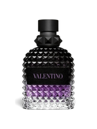 euaden Valentino Uomo Born In Roma Purple Melancholia erkek parfümü, ikonik çivili cam şişesi ve mor detaylarıyla
