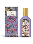 euaden Gucci Flora Gorgeous Magnolia kadın parfümü ve çiçek desenli mor şişesi