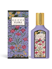 euaden Gucci Flora Gorgeous Magnolia kadın parfümü ve çiçek desenli mor şişesi