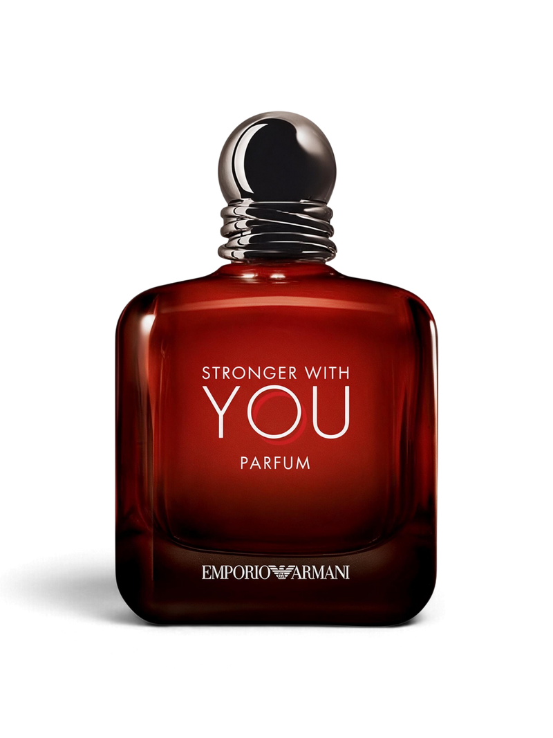 euaden Emporio Armani Stronger With You Parfum 100 ml erkek parfüm şişesi, koyu kehribar cam tasarımıyla