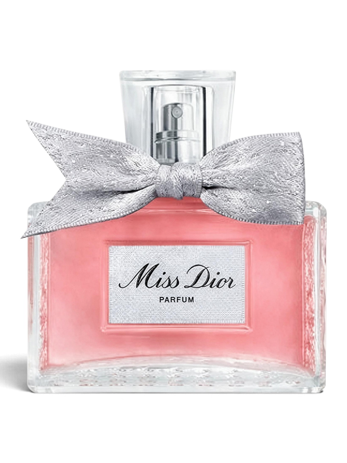 euaden Miss Dior Parfum 80 ml kadın parfümü, gümüş fiyonklu şık cam şişesi ve pembe çiçeksi kokusuyla