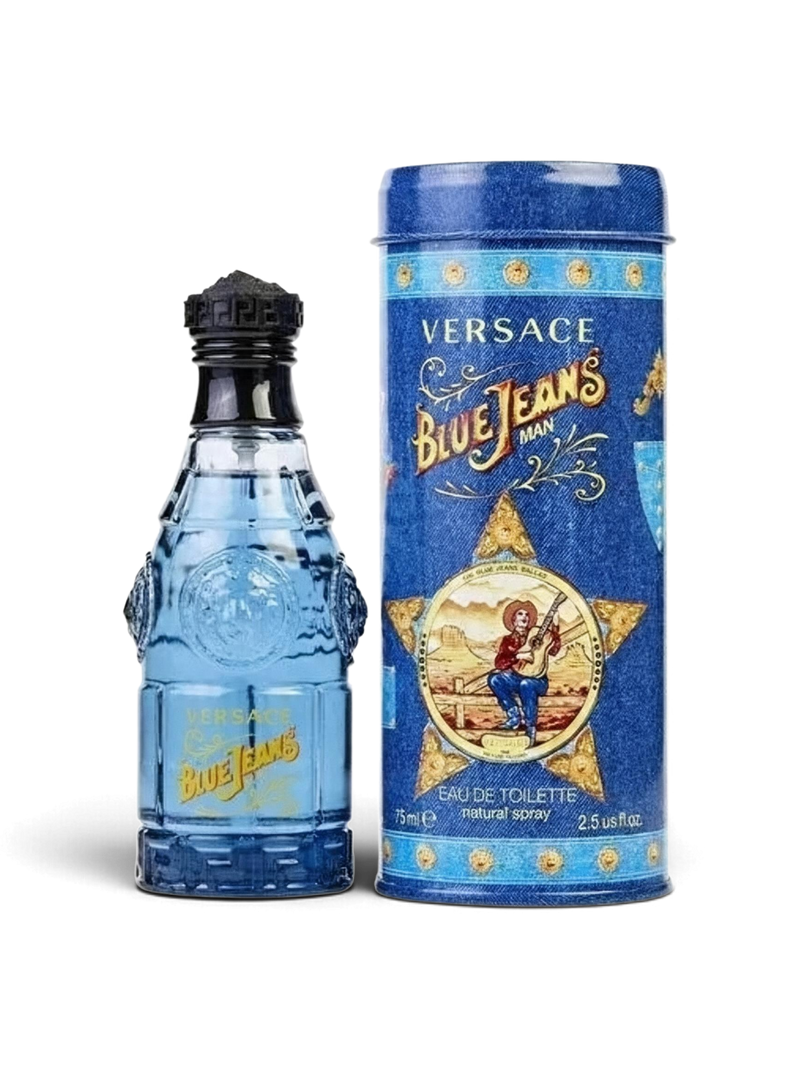Euaden Versace Blue Jeans erkek parfümü, ikonik mavi şişesi ve özel metal kutusu ile dinamik ve ferah bir koku.