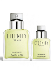 euaden Calvin Klein Eternity Men 100ml ve 30ml EDT parfüm seti, şık cam şişelerde taze ve klasik erkek kokusu