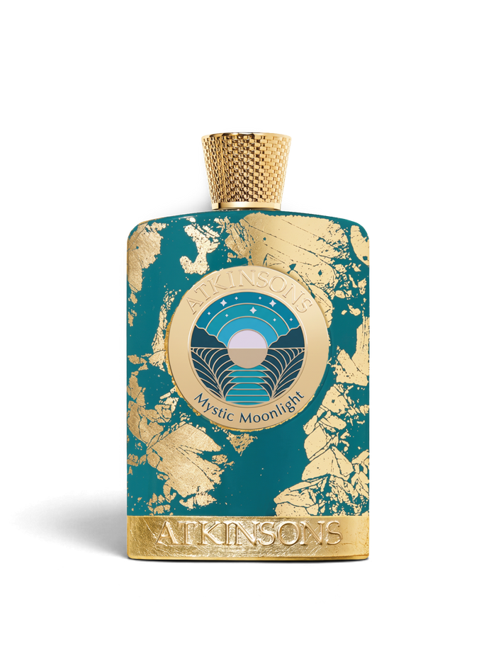 euaden Atkinsons Mystic Moonlight 100 ml unisex parfüm, altın varak detaylı zümrüt yeşili şişe tasarımı ile.