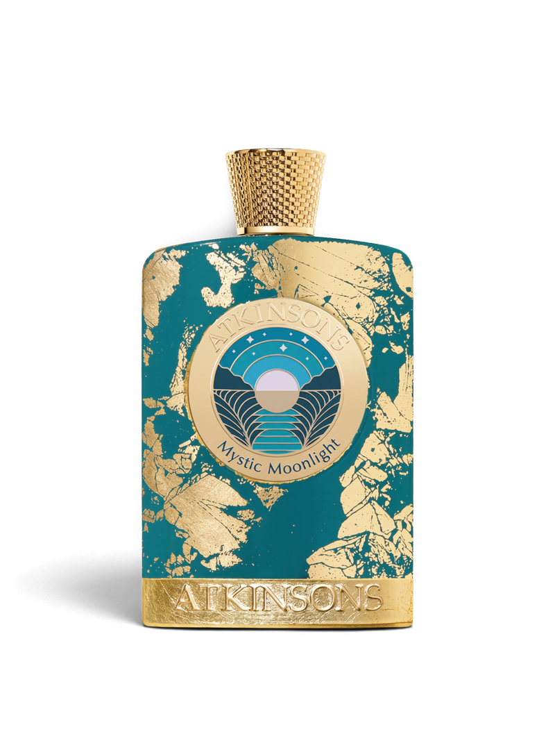 euaden Atkinsons Mystic Moonlight 100 ml unisex parfüm, altın varak detaylı zümrüt yeşili şişe tasarımı ile.