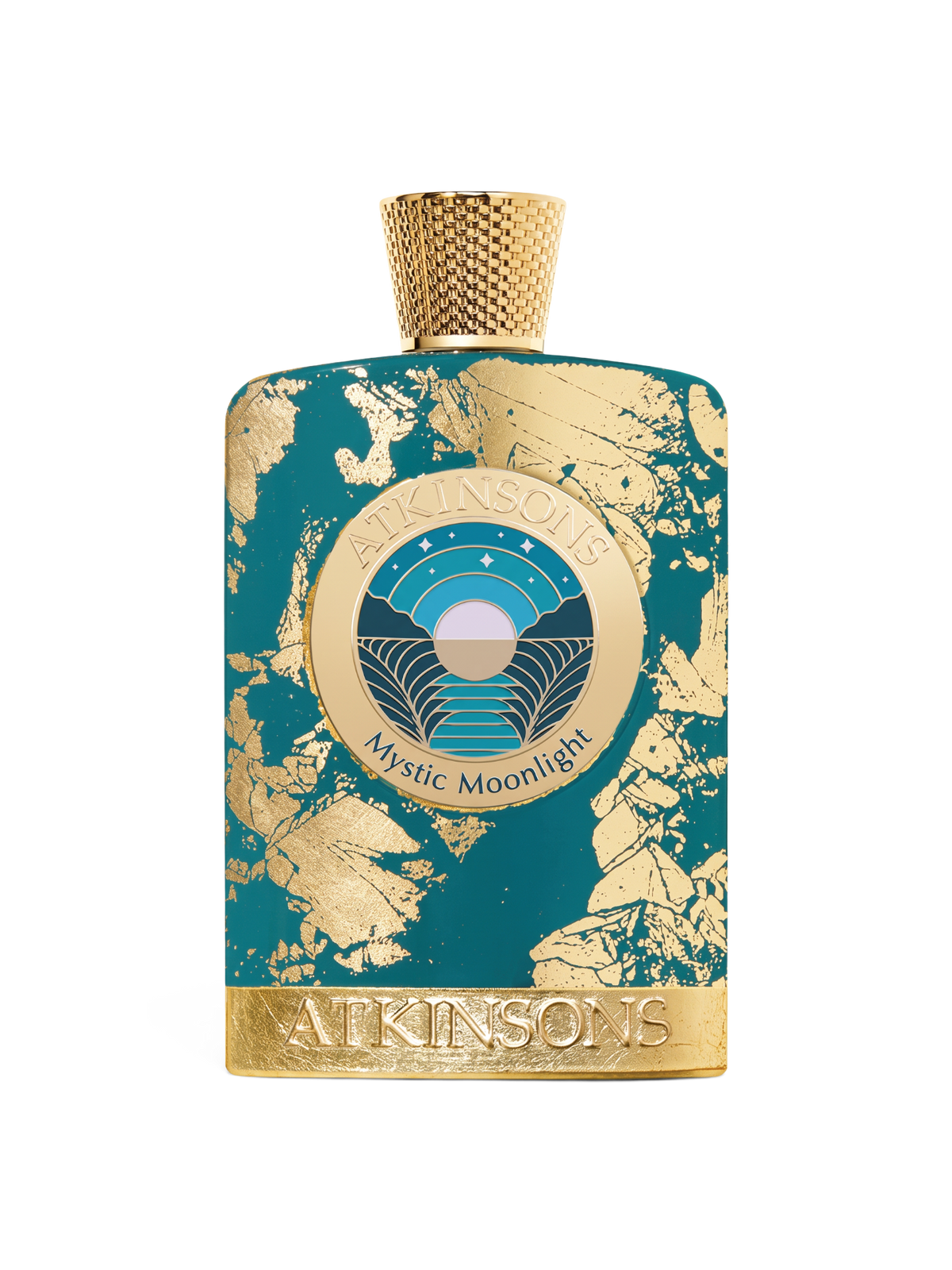 euaden Atkinsons Mystic Moonlight 100 ml unisex parfüm, altın varak detaylı zümrüt yeşili şişe tasarımı ile.