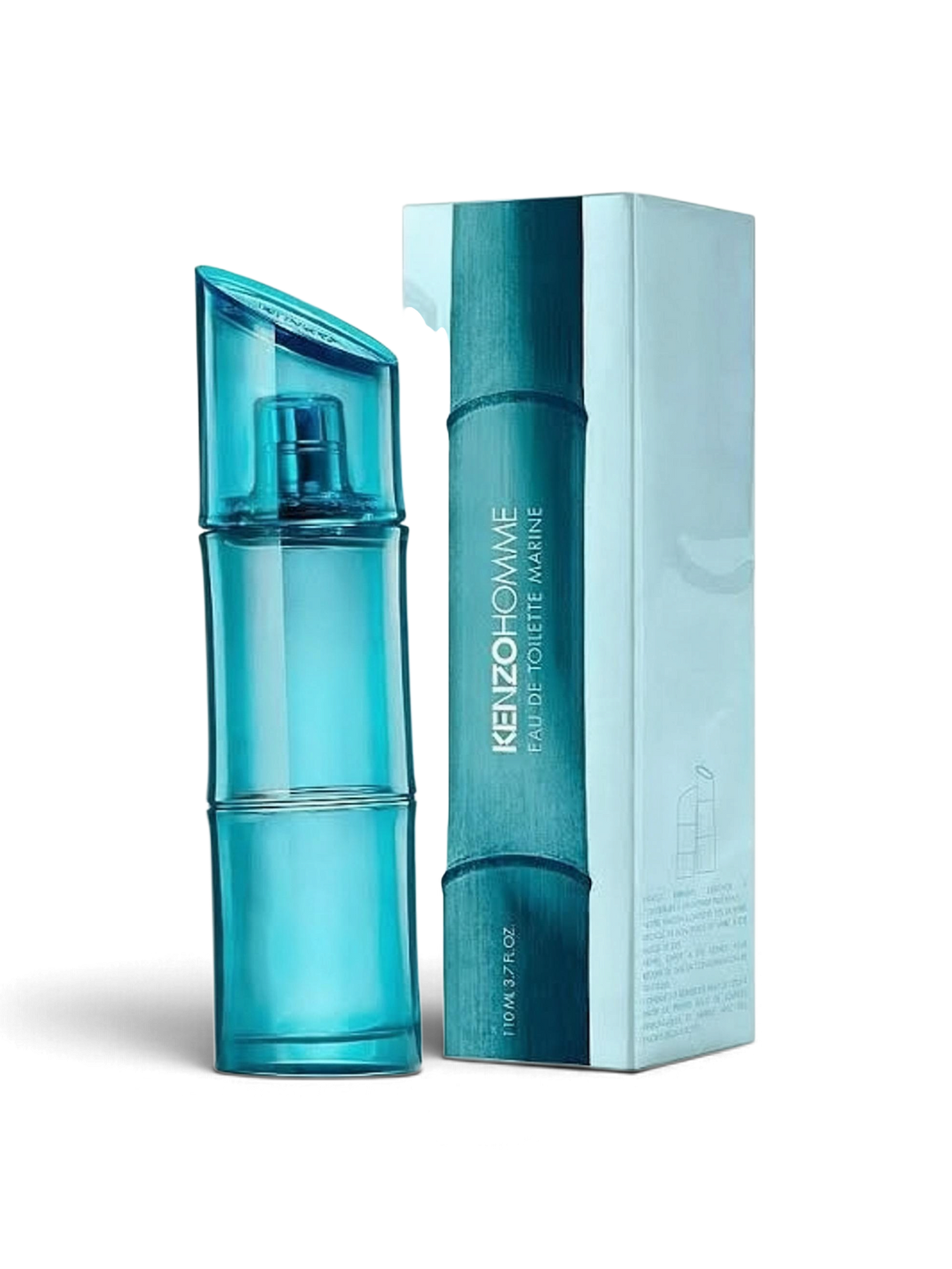 euaden Kenzo Pour Homme Marine erkek parfümü, bambu tasarımlı turkuaz cam şişesi ve kutusu ile