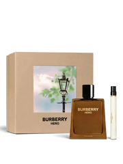 euaden Burberry Hero EDP erkek parfüm hediye seti, 100ml şişe ve 10ml seyahat boyu parfüm içeren şık kutulu tasarım.
