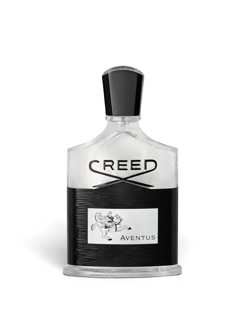Euaden Creed Aventus erkek parfümü, 100 ml şık cam şişesinde siyah detaylı ve at figürlü ikonik tasarım