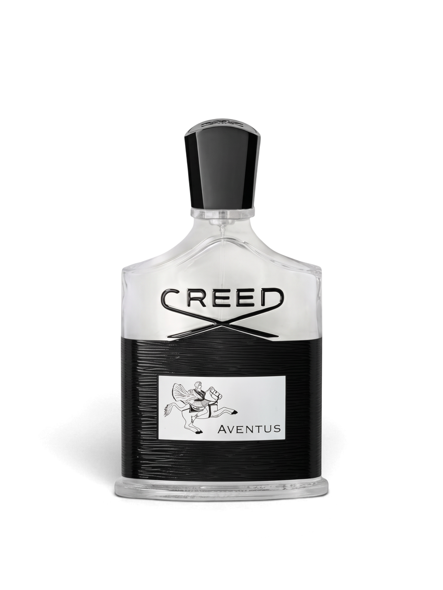 Euaden Creed Aventus erkek parfümü, 100 ml şık cam şişesinde siyah detaylı ve at figürlü ikonik tasarım