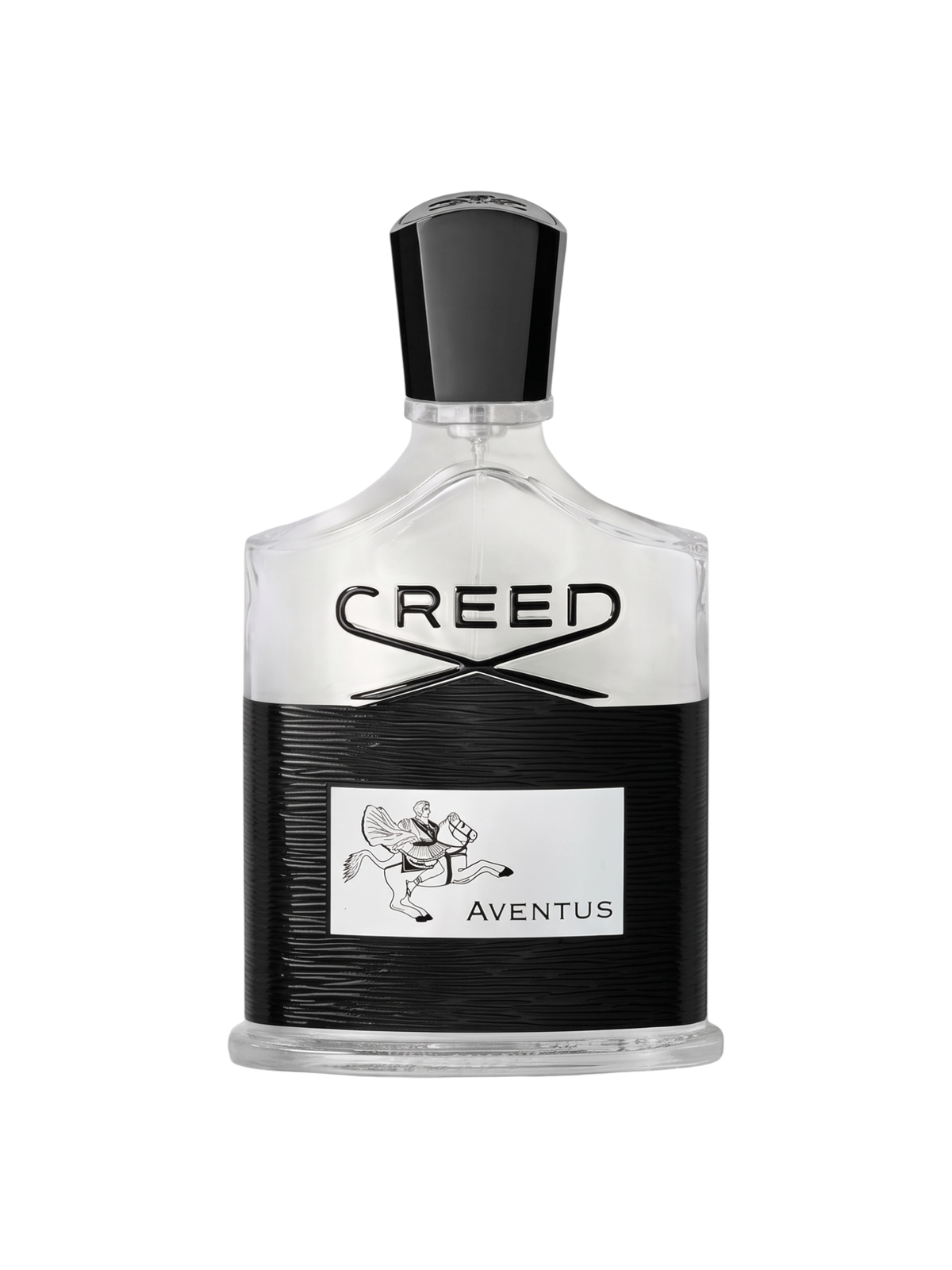 Euaden Creed Aventus erkek parfümü, 100 ml şık cam şişesinde siyah detaylı ve at figürlü ikonik tasarım