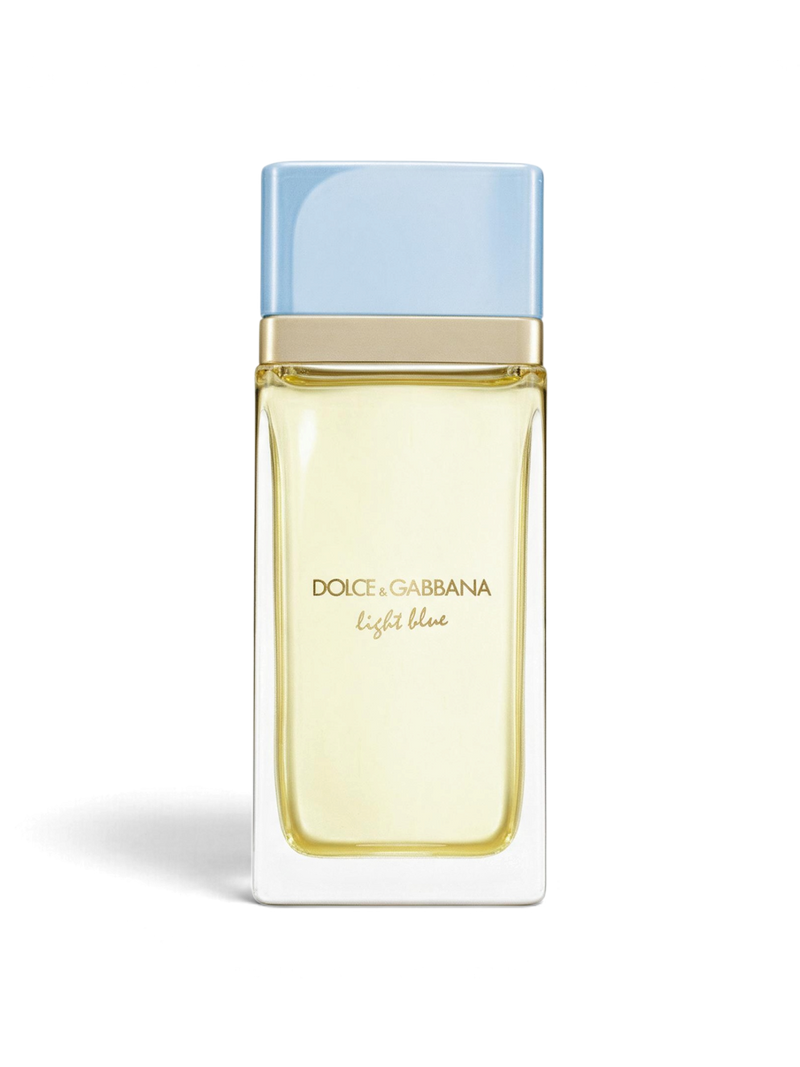 euaden Dolce & Gabbana Light Blue Eau Intense kadın parfümü, açık mavi kapaklı 100 ml şık cam şişe tasarımı