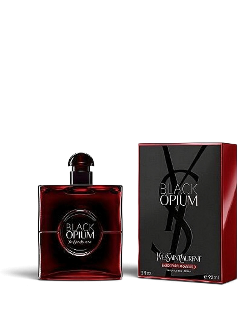 euaden Yves Saint Laurent Black Opium Over Red 90ml kadın parfümü, kırmızı cam şişesi ve şık kutusu ile