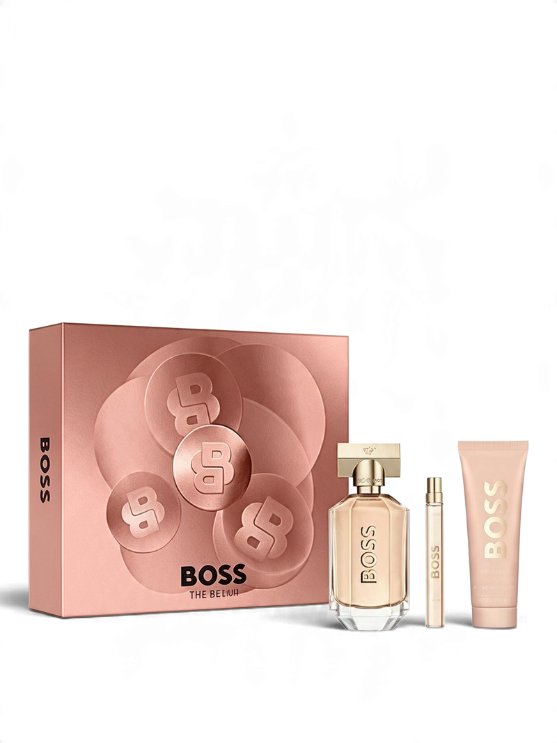 euaden Hugo Boss The Scent For Her kadın parfüm hediye seti, şık pembe kutusu, EDP parfüm, duş jeli ve seyahat boyu