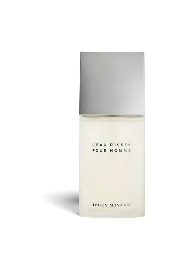 euaden Issey Miyake L'eau D'issey Pour Homme erkek parfümü, gri kapaklı şık ve minimalist cam şişe tasarımı